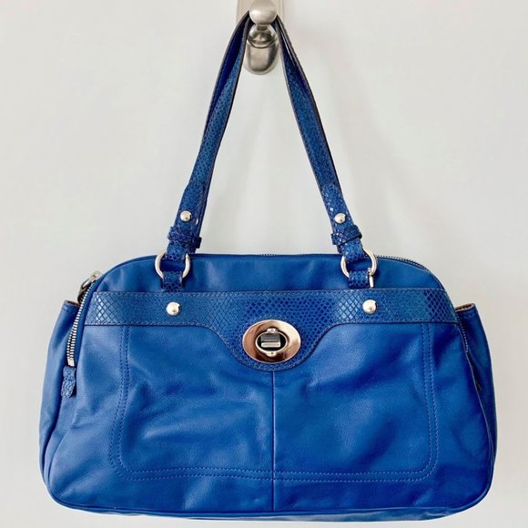 Coach Handbags - Coach Penelope Cobalt Blue Snakeskin Leather Tote